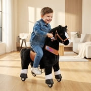 PonyCycle Kid-Powered Hores Ride-On Toy, No Battery, Smooth Wheels, Ages 4-7, Black, Ux426