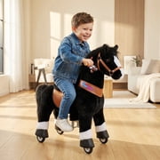 PonyCycle Ride-On Horse Toy for Kids, with Sound, No Battery, Ages 4-7, Black, Ux426