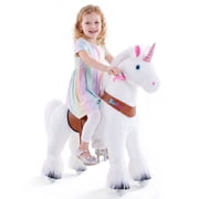 PonyCycle Ride-On Unicorn Toy with Sound and Hand Brake, Kid-Powered, Ages 4 7, White, Ux404