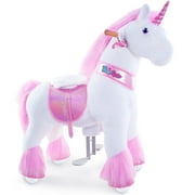 PonyCycle Ride on Unicorn Horse Toy Mechanical Plush Rocking Walking Animal Ride on Horse Riding Horse Toys with Wheels for Kids Age 4-7 Years U402