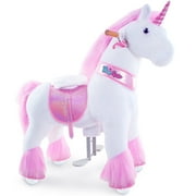 PonyCycle Ride on Unicorn Horse Toys Kids Ride on Horse Plush Rocking Walking Horse with Wheels for Boys and Girls 4-7 Years Ux402