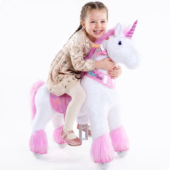 PonyCycle Ride-On Unicorn Toy for Girls, with Sound, No Battery, Ages 4-7, Pink, Ux402