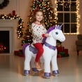 thumbnail image 1 of PonyCycle Ride on Unicorn Horse Toys Plush Walking Animal Ride on Horse with Easy Rolling Wheels for Girls Age 4-7 Years Old E413, 1 of 10