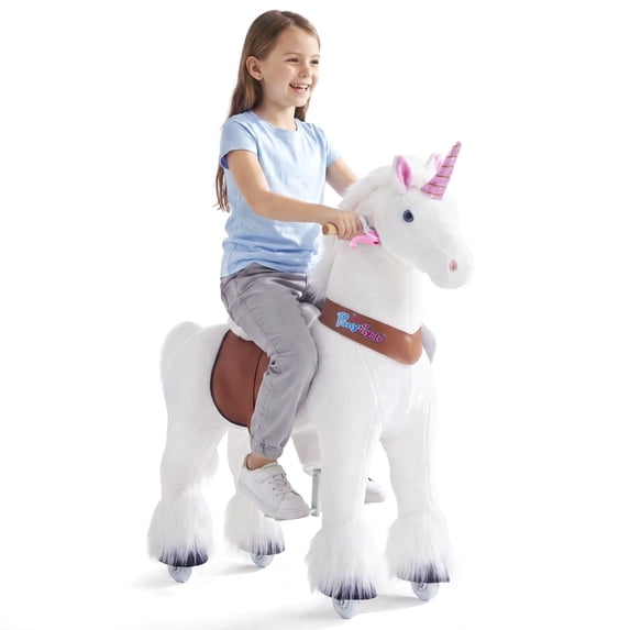 PonyCycle Ride-On Unicorn Toy with Sound and Hand Brake, Kid-Powered, Ages 7+, White, Ux504