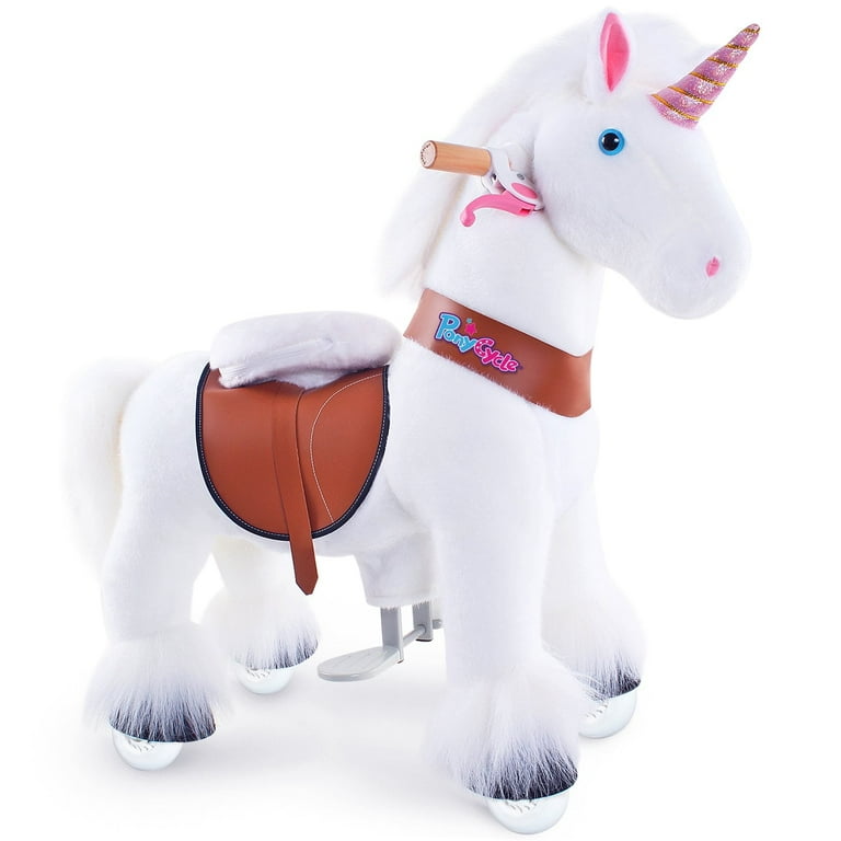 Free Shipping PonyCycle Ride on Unicorn Toy Mechanical White Unicorn Ride on Horse Plush for Girls Age 3 5 Ux304 Walmart
