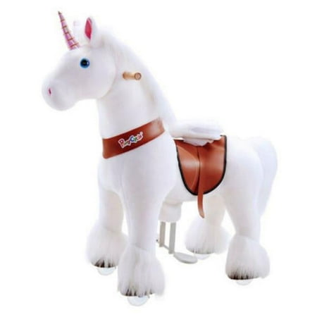 PonyCycle Unicorn Soft Toy with Brake, Small - White