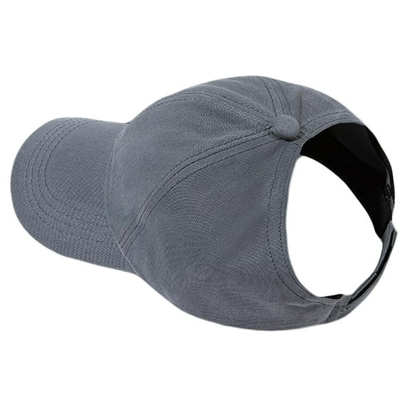 Ponycap Messy High Bun Ponytail Adjustable Cotton Baseball Cap Hat Half-Empty Top Sunshade Baseball Capgray