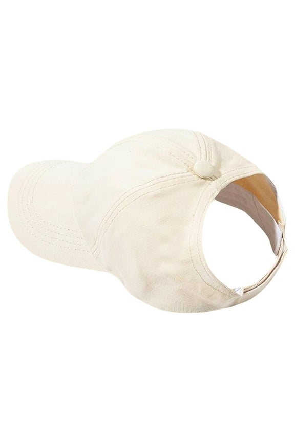 Ponycap Messy High Bun Ponytail Adjustable Cotton Baseball Cap Hat Half-Empty Top Sunshade Baseball Capoff-white