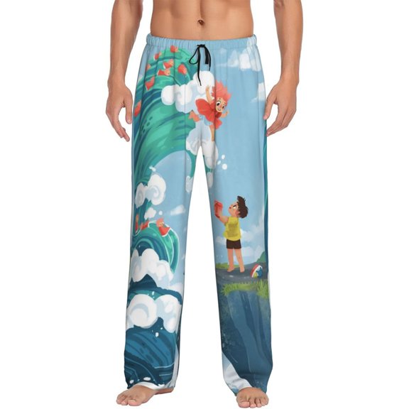 Ponyo Men's Pajama Pant Soft Comfy Lounge Pj Bottoms Loose Elastic Waistband Adult Sleep Pants with Pockets Drawstring