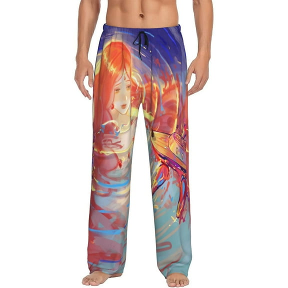 Ponyo Men's Pajama Pant Soft Comfy Lounge Pj Bottoms Loose Elastic Waistband Adult Sleep Pants with Pockets Drawstring