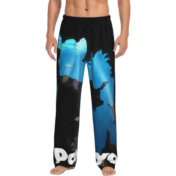 Ponyo Men's Pajama Pant Soft Comfy Lounge Pj Bottoms Loose Elastic Waistband Adult Sleep Pants with Pockets Drawstring
