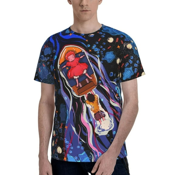 Ponyo Men's T Shirts Cartoon Graphic Short Sleeve Tees Novelty Casual Unisex Adults Tee Shirt Tops