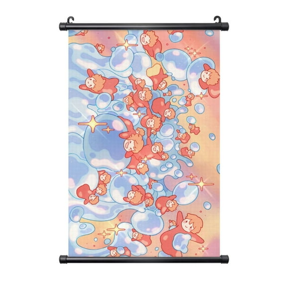 Ponyo Poster Plastic Shaft Wall Hanging Banner Artwork Canvas Wall Art Painting Decor For Home Living Room Bedroom Office 16"X24"