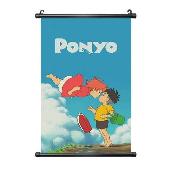 Ponyo Poster Plastic Shaft Wall Hanging Banner Artwork Canvas Wall Art Painting Decor For Home Living Room Bedroom Office 16"X24"