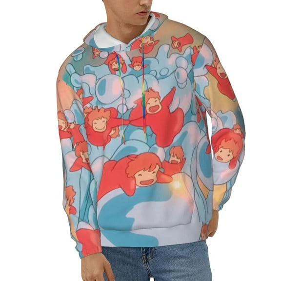 Ponyo Unisex Hoodies 3D Print Hooded Sweatshirt for Men Women, Long Sleeve Fall Pullover Top with Pockets