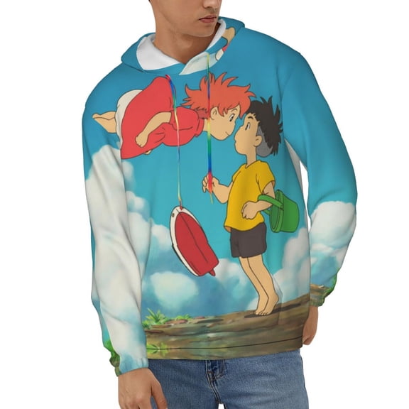 Ponyo Unisex Hoodies 3D Print Hooded Sweatshirt for Men Women, Long Sleeve Fall Pullover Top with Pockets