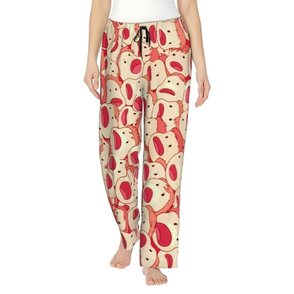 Ponyo Women's Pajama Pants Comfy Casual Loose Sleep Bottoms Pants Drawstring Wide Leg Long Lounge Pants