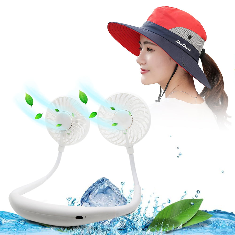 Ponyta Neck Fan Portable Hands-Free & Sun Hat for Women Personal Neck Fan  Fishing Hat UV Protection Summer Outdoor Sport
