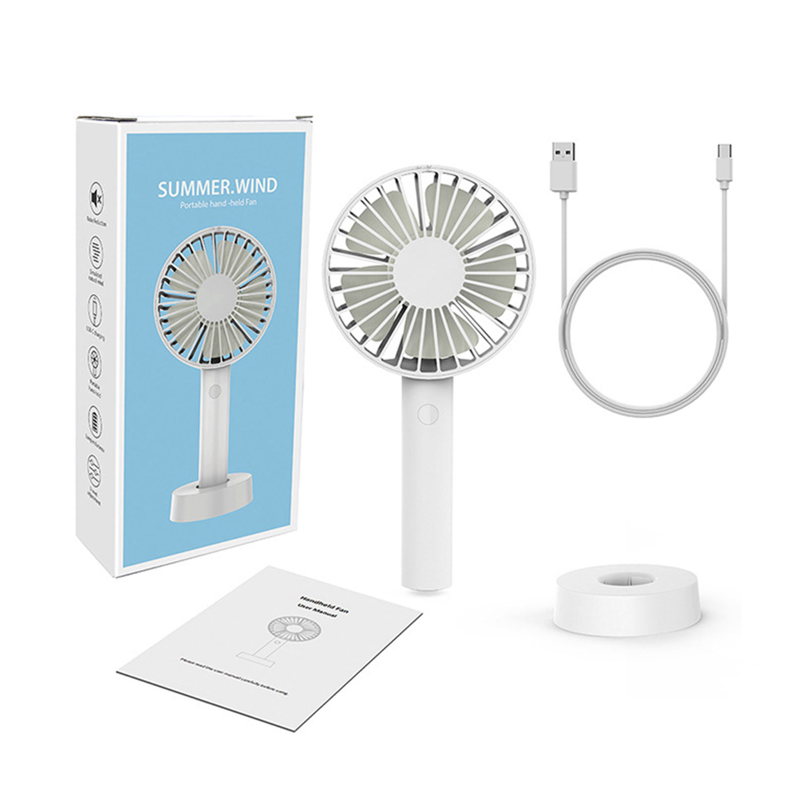 Ponyta Portable 3 Adjustable Speed Mini Fan, Handheld Personal
