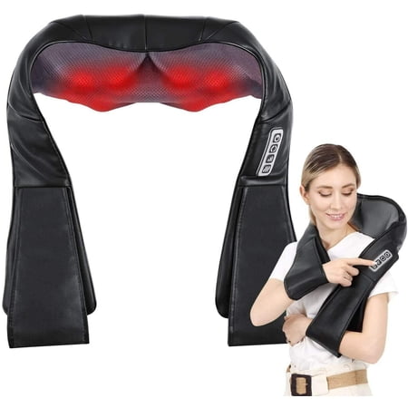 Ponyta Shiatsu Neck and Back Massager with Heat Deep Tissue 4D Kneading Massage for Office Home Car, Perfect Christmas Gifts
