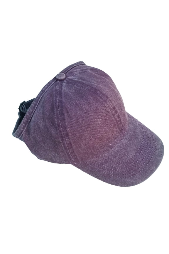 Ponytail Baseball Cap,Adjustable Peaked Cap,Outdoor Sun Hat,Adjustable Breathable Ponytail Baseball Cap Lightweight Washed Cloth Half Top Peaked Hat Sun Protection Headwear for Outdoor,Purple