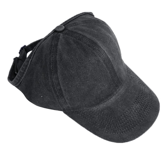 Ponytail Baseball Cap,Adjustable Peaked Cap,Outdoor Sun Hat,Adjustable Breathable Ponytail Baseball Cap Lightweight Washed Cloth Half Top Peaked Hat Sun Protection Headwear for Outdoor,Black