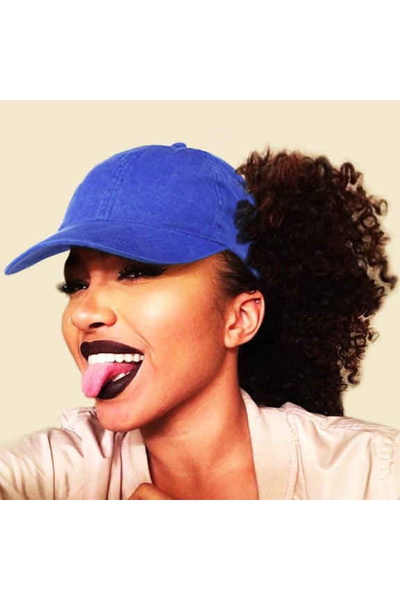 Ponytail Baseball Cap Backless Ponytail Hat Low Profile Women Retro Washed Distressed Adjustable Half-Empty Top Sunshade Baseball Cap for Women Visor Hat Blue One Size