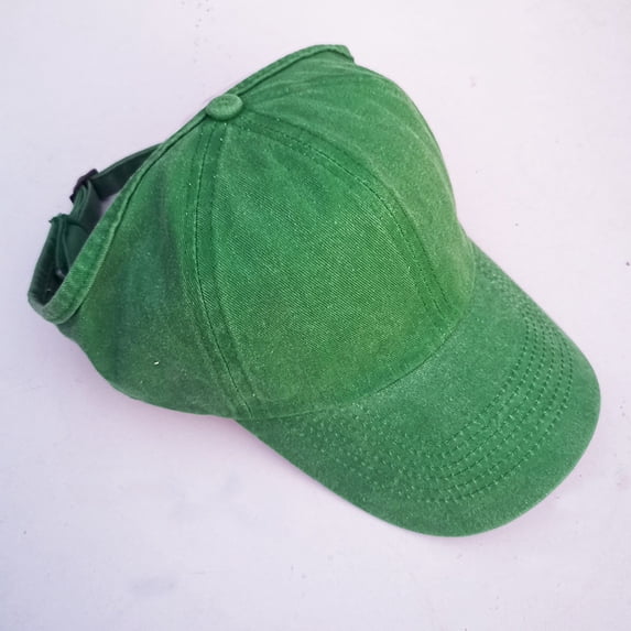 Ponytail Baseball Cap Backless Ponytail Hat Low Profile Women Retro Washed Distressed Adjustable Half-Empty Top Sunshade Baseball Cap for Women Visor Hat Green One Size