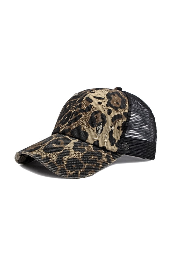 Ponytail Baseball Cap Mesh Back Messy Bun Hat Washed Distressed Vintage Trucker Cap for Women Denim