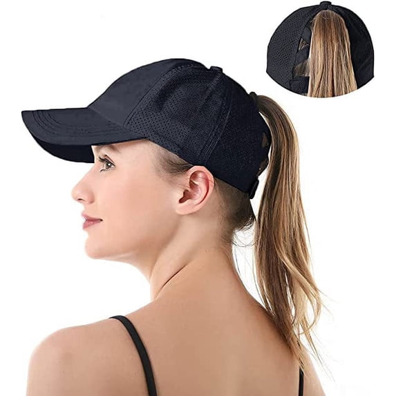 Ponytail Baseball Cap for Women Mesh Quick Dry Baseball Hat with Ponytail Hole