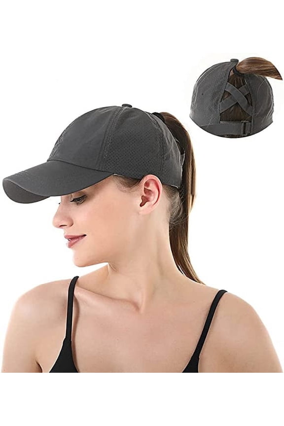 Ponytail Baseball Cap for Women Mesh Quick Dry Baseball Hat with Ponytail Hole