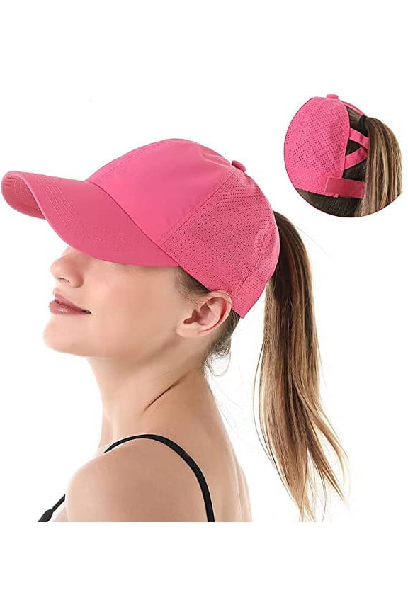 Ponytail Baseball Cap for Women Mesh Quick Dry Baseball Hat with Ponytail Hole