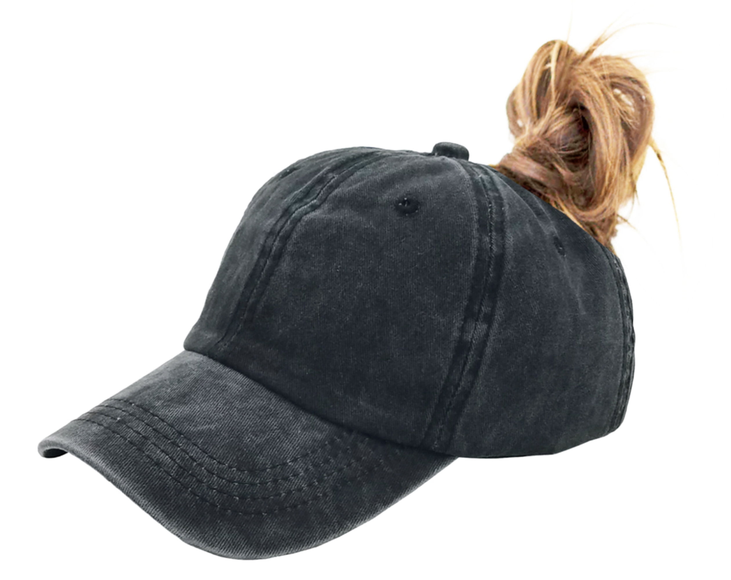 Ponytail Baseball Hat Distressed Retro Washed Womens Twill - Walmart.com