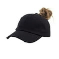 thumbnail image 1 of Ponytail Baseball Hat Distressed Retro Washed Womens Twill, 1 of 6