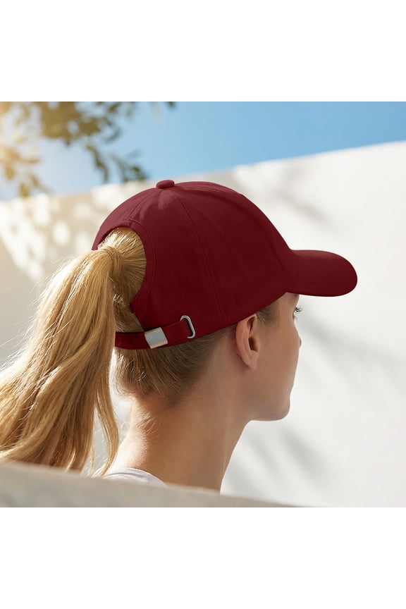 Ponytail Bucket Hat Hollow-Out Sun Visor Cap Breathable Mesh Open-Top Baseball Hat – Adjustable Fit 52-61cm Solid Color Sunshade, UV Protection for Outdoor Running, Hiking, Camping