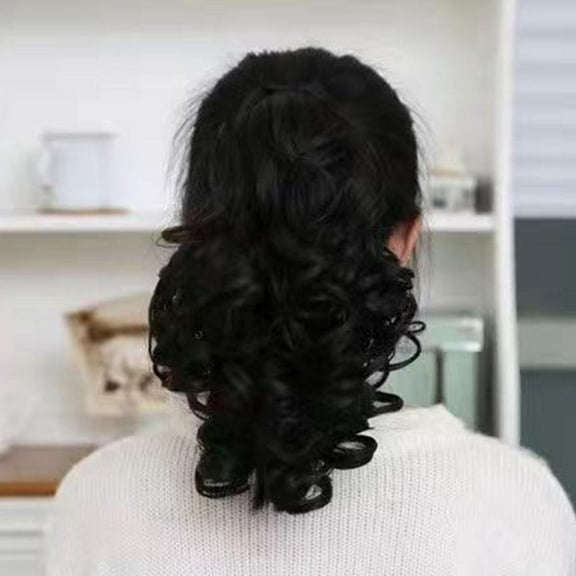 Ponytail Extension,11.8 Inch Drawstring Ponytail For Women Short Curly Wavy Hair Synthetic Extensions with Mixed Tails Pony