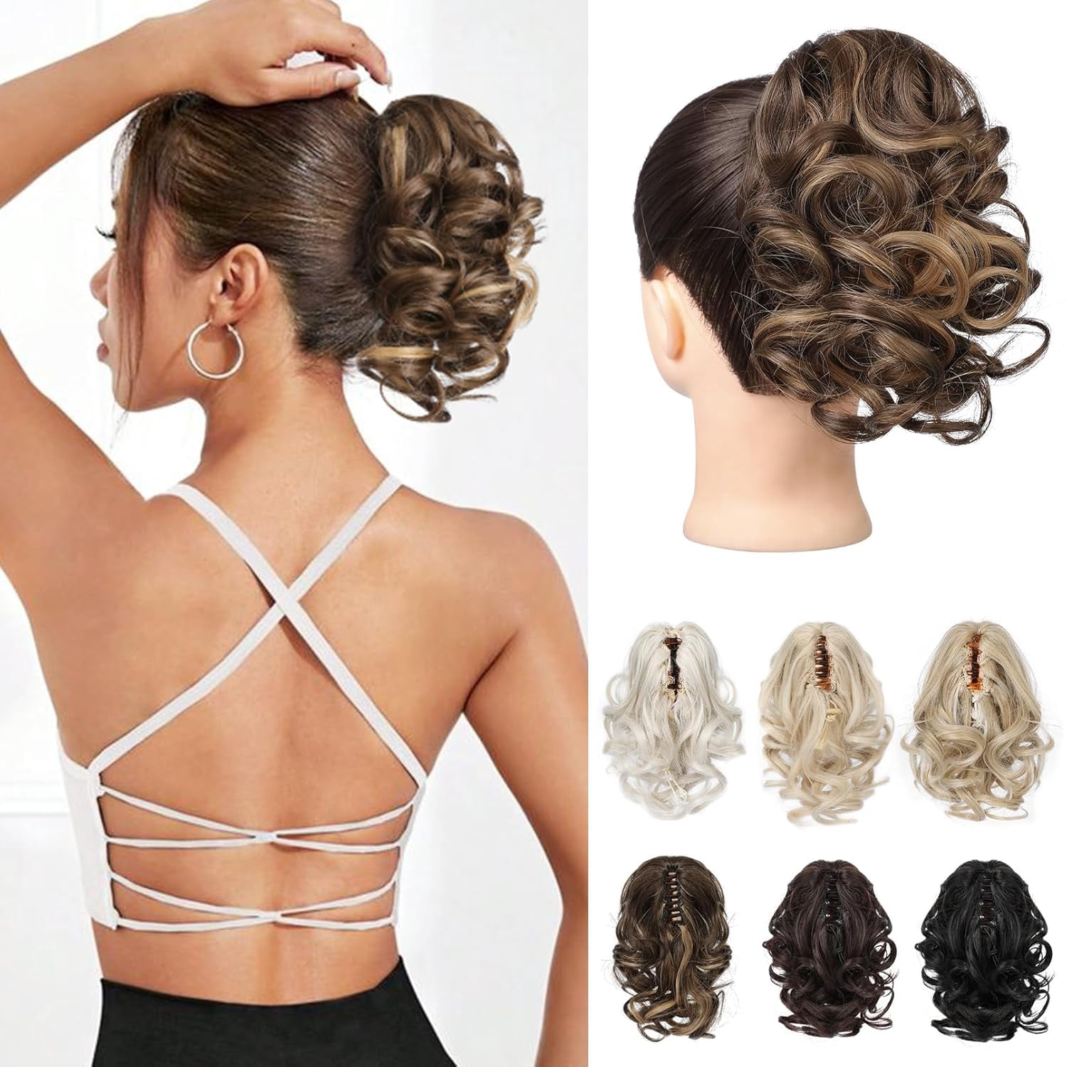 S-noilite Clip-In Ponytail Hair Extension - Synthetic Curly/Wavy/Straight - One Piece Clip