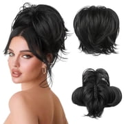 Ponytail Extension, Claw Clip in Straight Messy Hair Bun 9 Inch Short Ponytail Extension with Bendable Metal Wire Hair Pieces for Women Fake Hair Bun DIY Styles