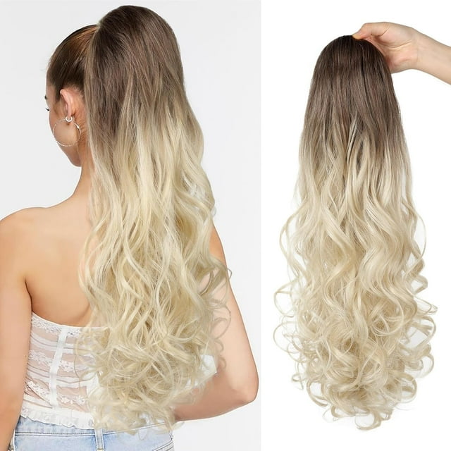 Ponytail Extension, SHBOTO Long Wavy Drawstring Ponytail 26" Clip in