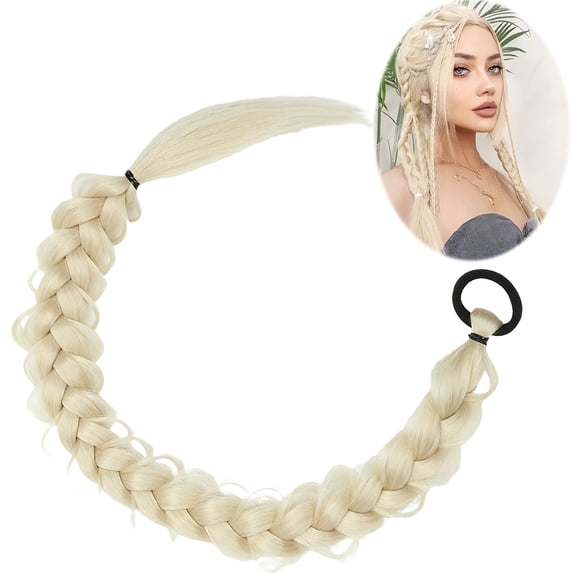 Ponytail Extensions with Ties - Soft Synthetic Hairpieces, Straight Wrap Around Extensions, 24-Inch Tail Hairpiece for Women, Versatile for Daily Wear, Parties, Festivals, Cosplay, Makeup Organizers