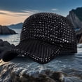 thumbnail image 1 of Studded Rhinestone Mesh Baseball Cap, Adjustable Ponytail Hat for Women & Men, Shiny Bling Fashion Sports Cap, Breathable Sun Protection, 1 of 6