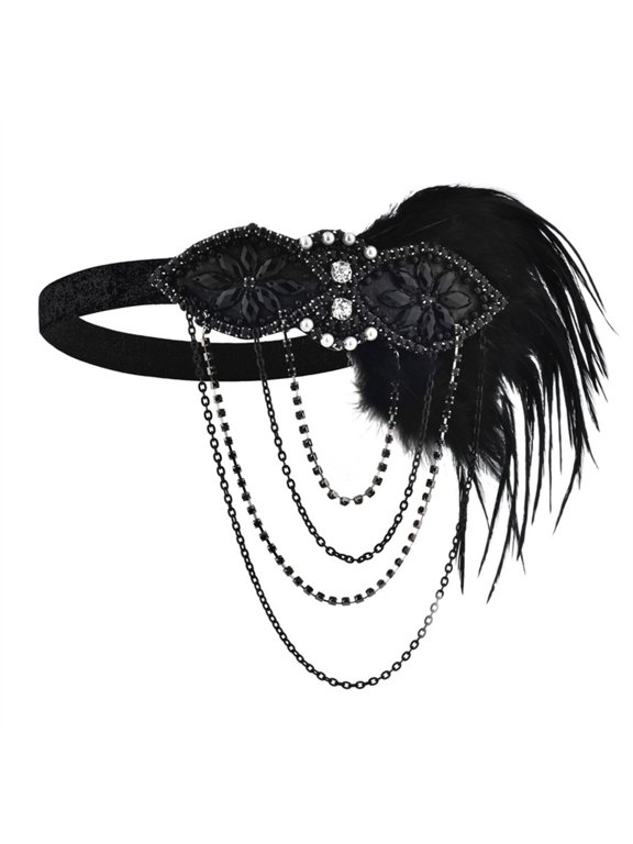 Ponytail Headbopper Sequins Ponytail Headband Halloween Costume Headwear Accessory Vintage Hair Hoop Hat