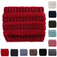 thumbnail image 1 of Ponytail Hole Beanie for Women Winter Warm Elastic Woolen Knit Hat, 1 of 5
