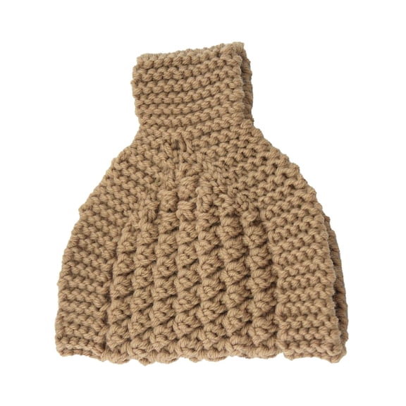 Ponytail Messy Bun Beanie Knitted Hair Band for Warmth Ear Protection Women Yellow