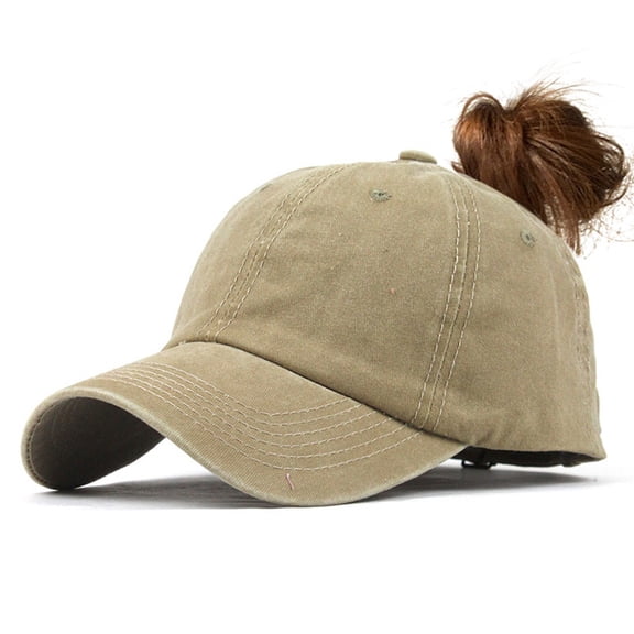 Ponytail Messy Buns Trucker Plain Baseball Visor Cap Unisex Hat