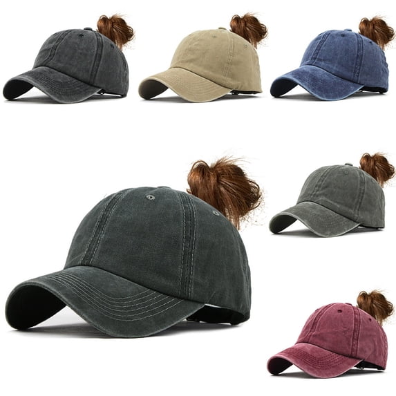 Ponytail Messy Buns Trucker Plain Baseball Visor Cap Unisex Hat