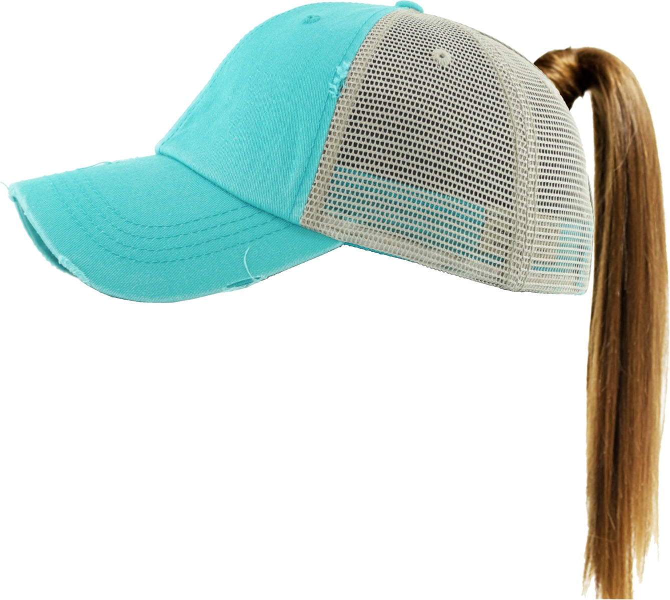 Messy hair/ponytail mesh baseball cap Casual Womens Pony Hat High Ponytail Girls Messy Bun Caps  main image 3
