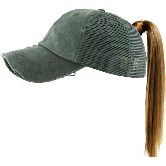 Ponytail Messy High Bun Adjustable Mesh Trucker Baseball Cap