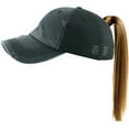 thumbnail image 1 of Ponytail Messy High Bun Adjustable Mesh Trucker Baseball Cap, 1 of 7