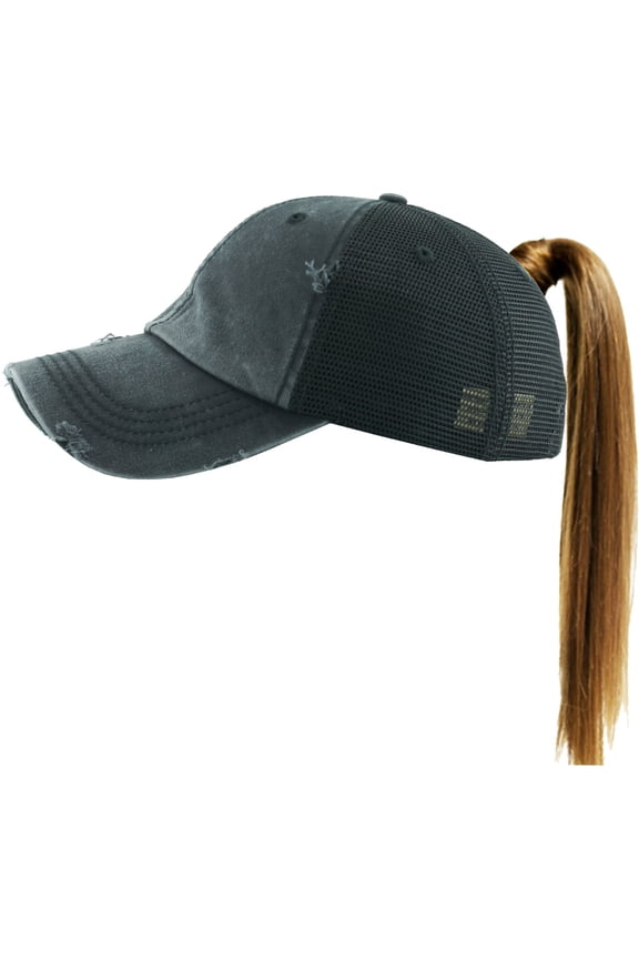 Ponytail Messy High Bun Adjustable Mesh Trucker Baseball Cap